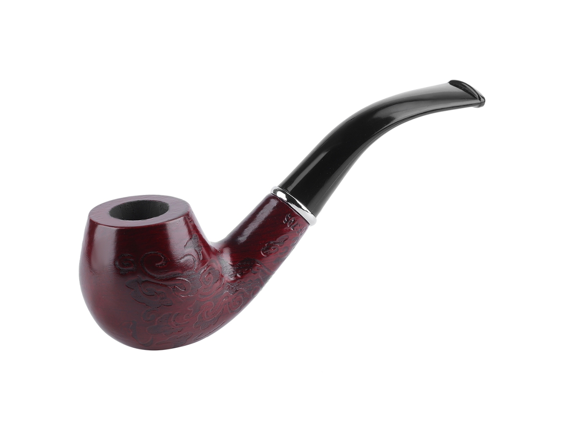 Pipa De Madeira Sólida Exquisita Com Gravura Desmontável Presente De Artesanato Para Fumar