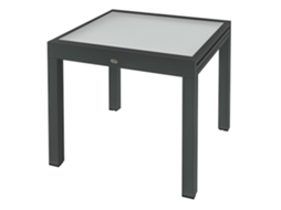 Mesa Extensível Jardim 160x80x75cm Em Alumínio Com Tampo Vidro Transparente