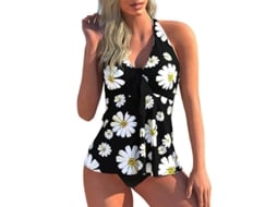 2026 traje de Banho Tankini para Mulher com Sutiã Acolchado e Calcinha Estampada Verão Praia Tamanho XL 5xl