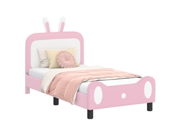 Cama De Solteiro | Camas Para Quarto | Estrutura De Cama Infantil Com Cabeceira Rosa 80 X 160 Cm Pu