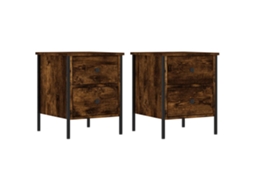Bedside Cabinet, Bedside Cabinets Vidaxl Marrom Madeira Processada (n/a)