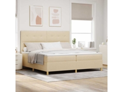 Vidaxl Cama Box Spring Led Com Cabeceira Creme 200 X 200 Cm Tecido