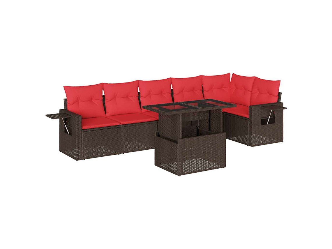Conjunto de Sofá de Jardim, 7 Peças, Almofadas, Rattan Preto MAISON EXCLUSIVE