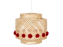 Candeeiro Suspenso Infantil Liby Com Pompons Vermelhos D28cm Atmosphera Interior Designer