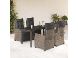 Vidaxl 5 Pcs Conjunto De Jantar P/ Jardim C/ Almofadões Vime Pe Cinza