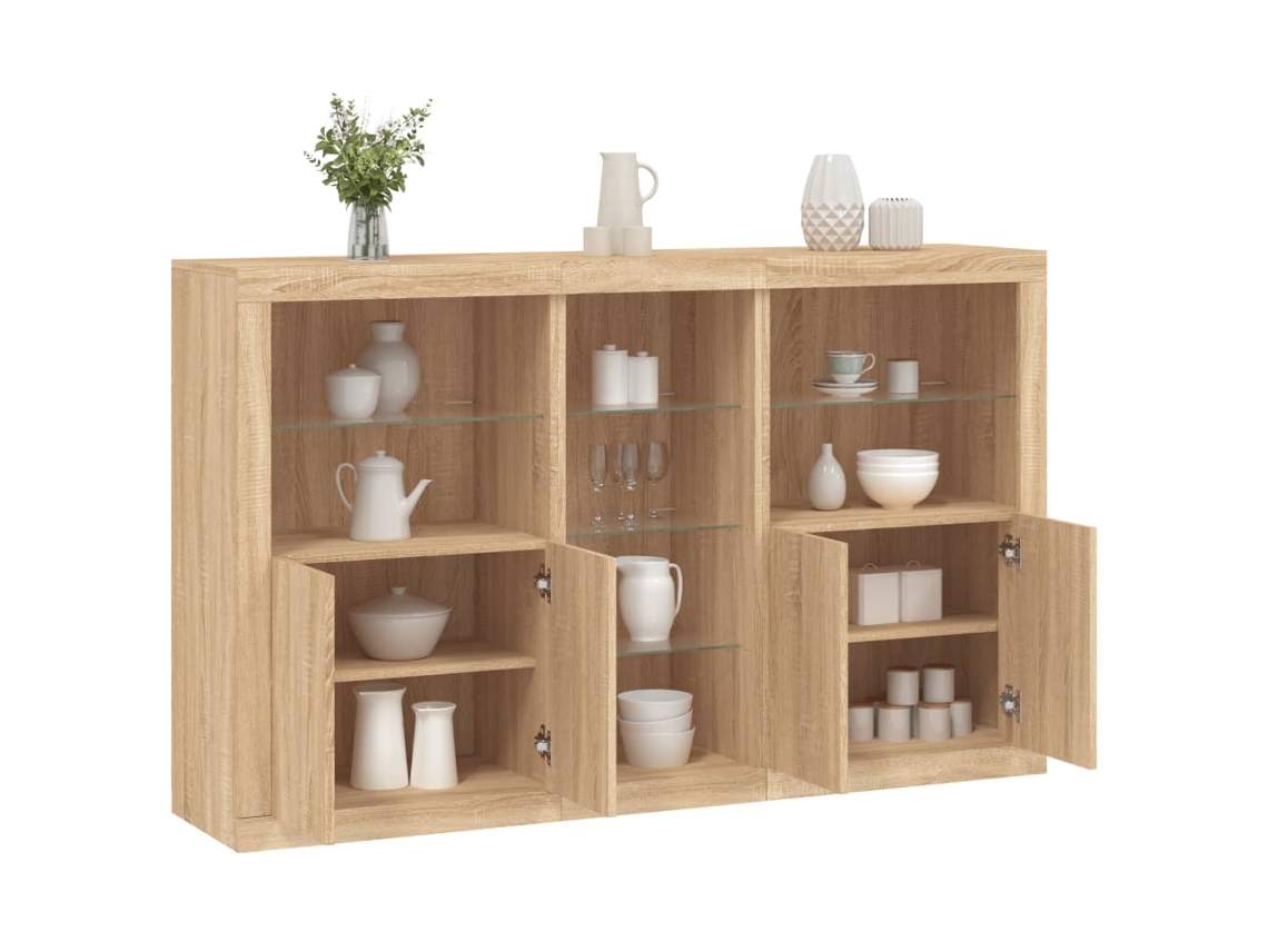 Vidaxl Aparador Com Luzes Led 162x37x100 Cm Carvalho Sonoma