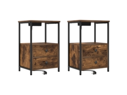 Conjunto 2 Armário De Cabeceira Vidaxl Castanho Derivados De Madeira (40 X 31 X 60 Cm)
