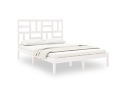 Estrutura de Cama 140x190 Cm Madeira Maciça Branco MAISON EXCLUSIVE
