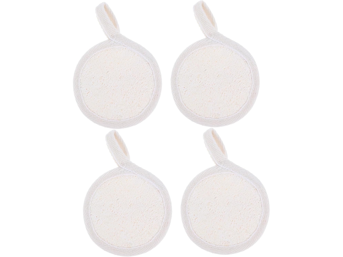 Conjunto De 4 Esponjas Bucha Vegetal Esfoliantes Para Rosto E Corpo, Ideais Para Cuidados Com A Pele E Banho, Para