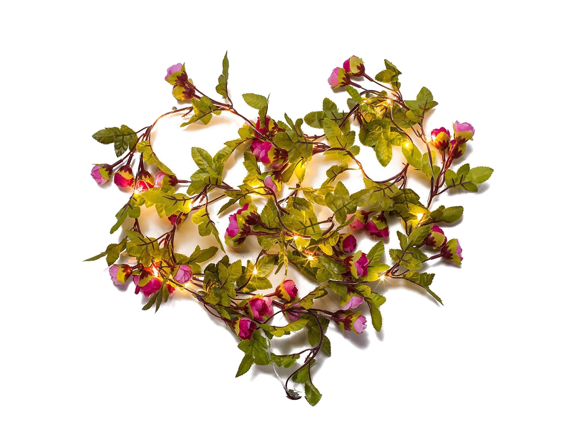 Guirlanda de Luzes Rose Vine 2m 20 Leds Fio de Cobre para Decoração de Casamento e Festa | S/MARCA