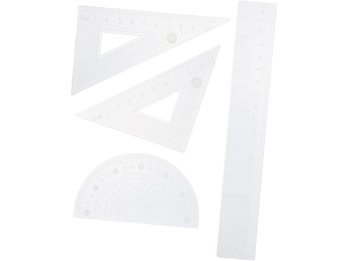 Conjunto De Régua Triangular, Transferidor E Métrica Transparente Da
