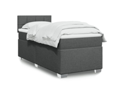 Vidaxl Cama Com Molas/colchão 90x200 Cm Tecido Cinzento-escuro