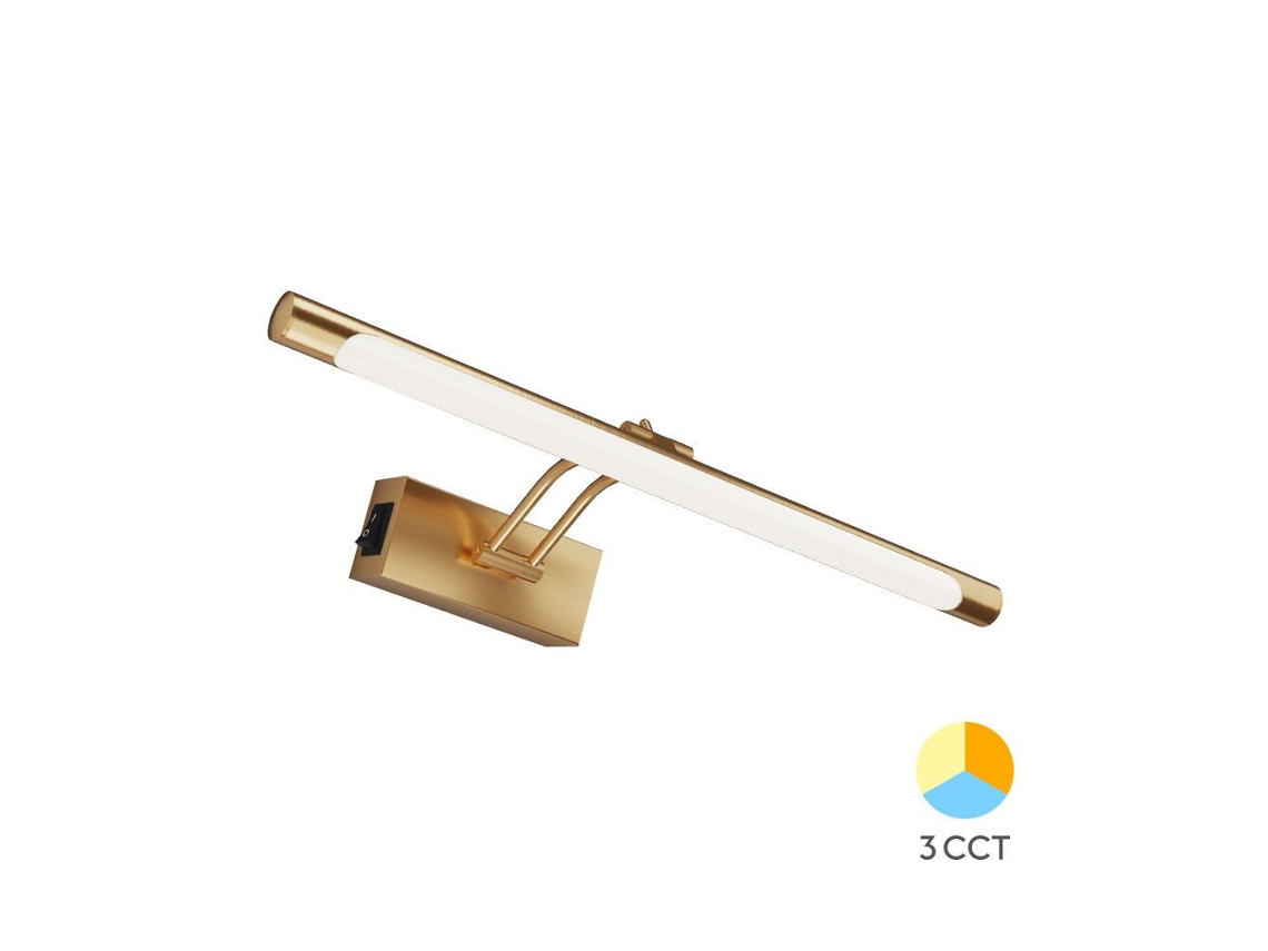 Arandela De Parede Led 8w Dourada 3em1 Para Espelho Ou Quadro Braytron
