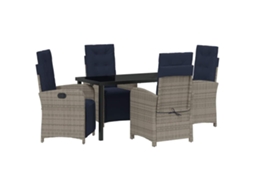 Conjunto 5 De Jantar Para Jardim Vidaxl Cinzento Vime Pe