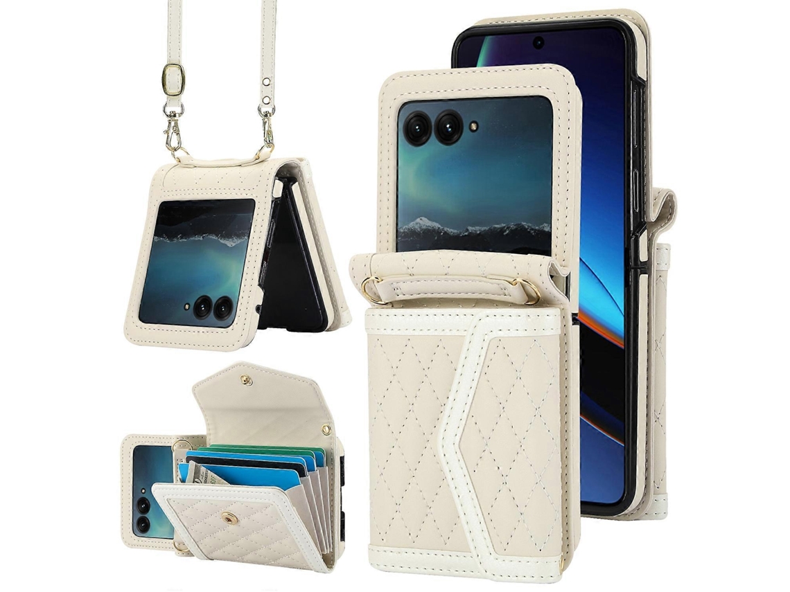 Capa Para Celular Com Textura Rômbica E Cordão Longo E Curto Para Motorola Razr 40