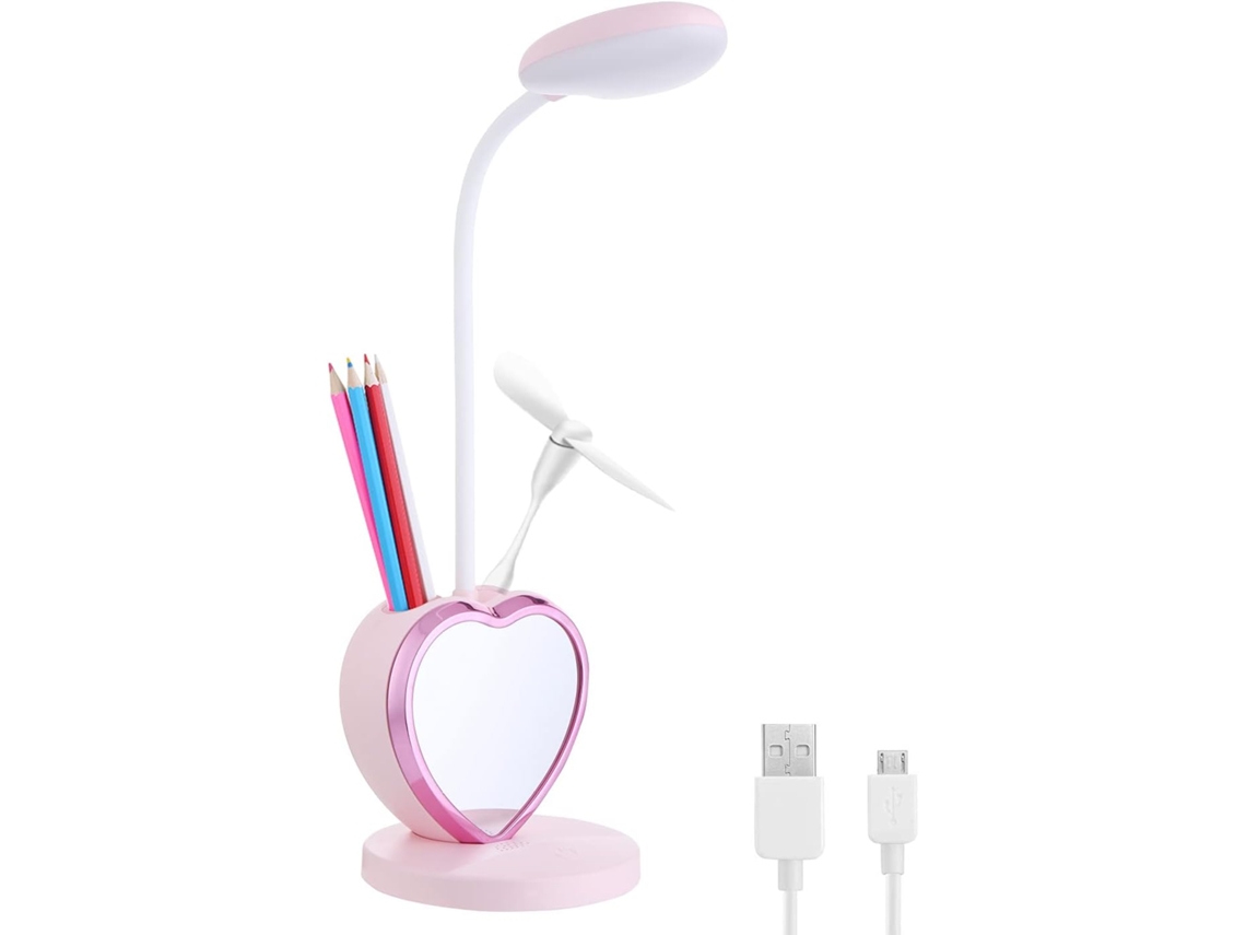 Luminária De Mesa Led Rosa Com 2 Modos De Cor E Regulagem De Intensidade Contínua., Proteção Para Os Olhos E 2 Modos De Cor