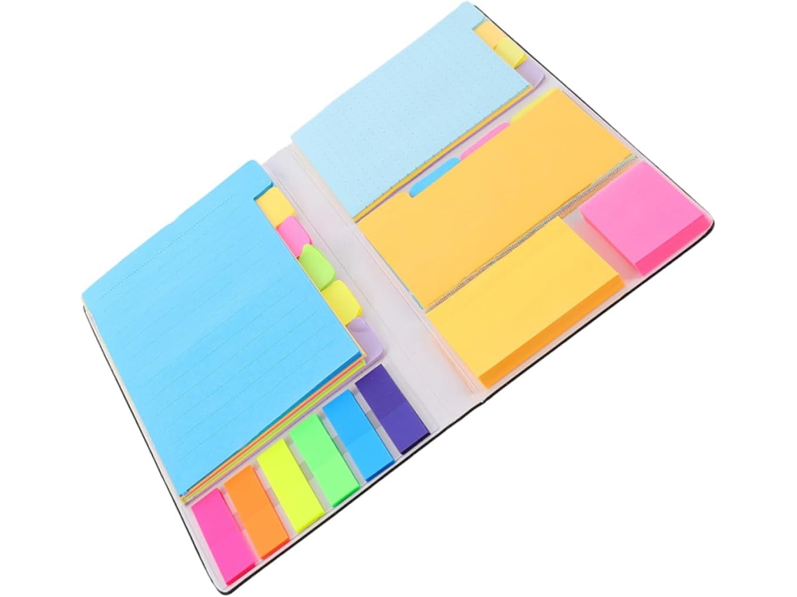 Bloco de notas adesivo, 410 folhas, papel, organização e lembretes.