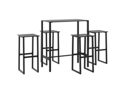 Maison Exclusive - Conjunto De Bar Para Jardim 5 Pcs Aço Revestido A Pó Preto