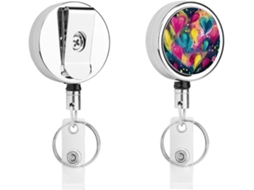 Porta Crachá Retrátil Com Clip, Porta Crachá Amarelo Vibrante Com Design Artístico, Chaveiro Retrátil, Porta Cartão