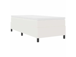 Cama De Solteiro | Camas Para Quarto | Cama Box Creme E Branco 100 X 200 Cm Tecido De Veludo Cotele