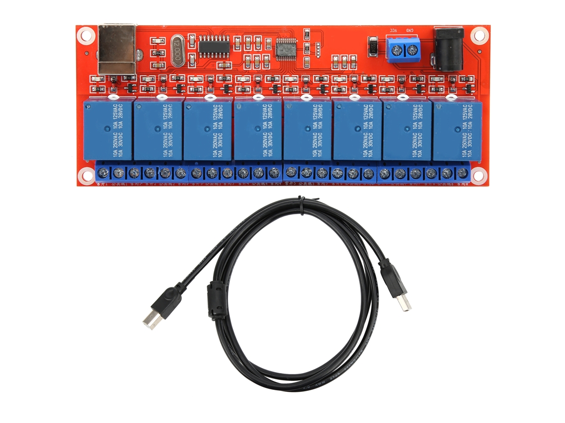 Módulo de Relé Placa de Interface Trigger Baixo Nível Porta Serial USB 12V para DIY