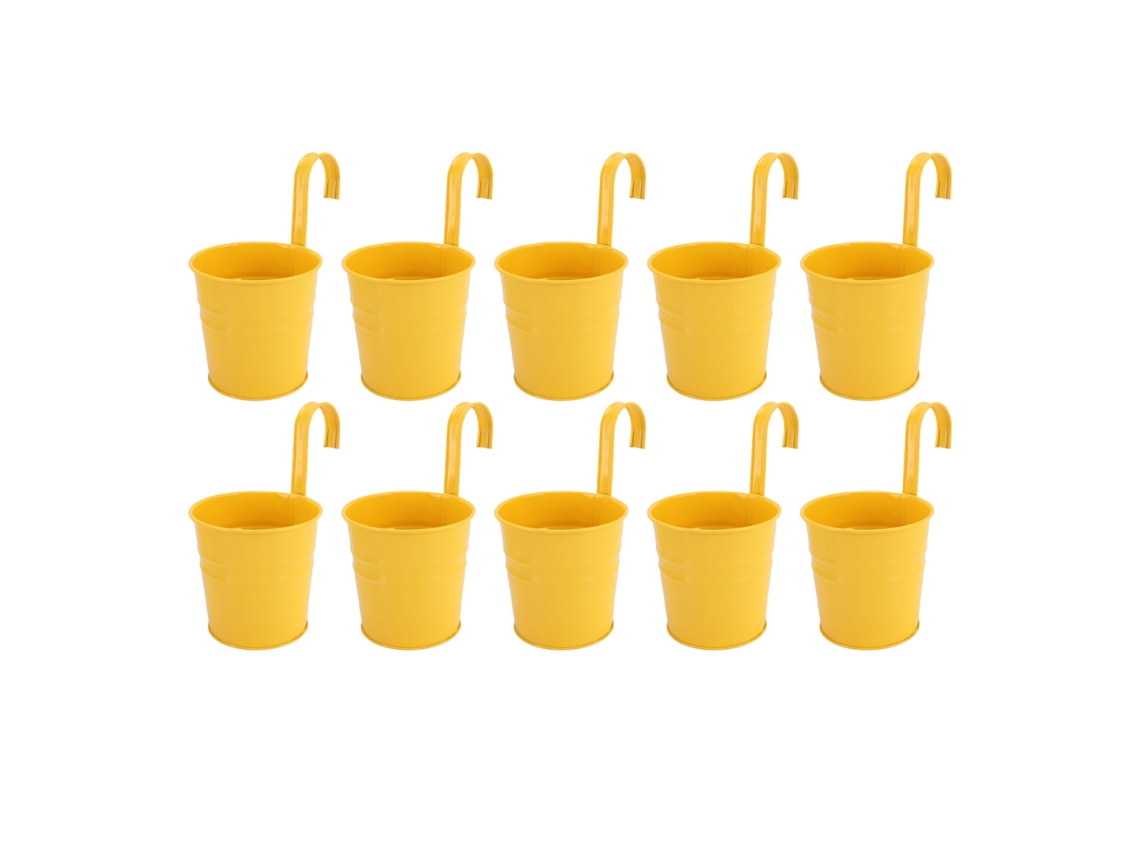 10 Vasos Flores Penduráveis Ganchos Removíveis Metal Decor Casa Amarelo