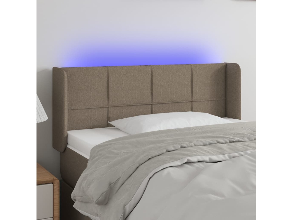 Cabeceira Cama Luzes Led Tecido 83x16x78/88cm Cinza-acastanhado