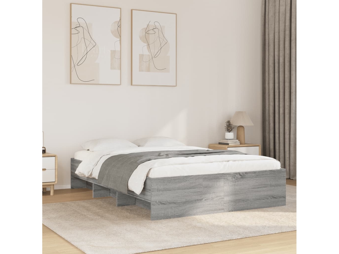 Vidaxl Estrutura Cama 140x190 Cm Derivados De Madeira Cinzento Sonoma