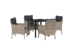 Maison Exclusive - Conjunto De Jantar Para Jardim 5 Pcs Cinzento-claro Vime Pe