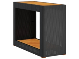 Mesa de jardim com tampo de madeira 100x40x75 cm Vime Pe Preto MAISON EXCLUSIVE
