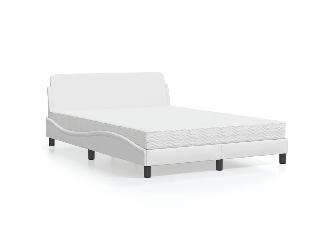 Vidaxl Cama com Colchão Dover 120x200 Cm Couro Artificial Branco
