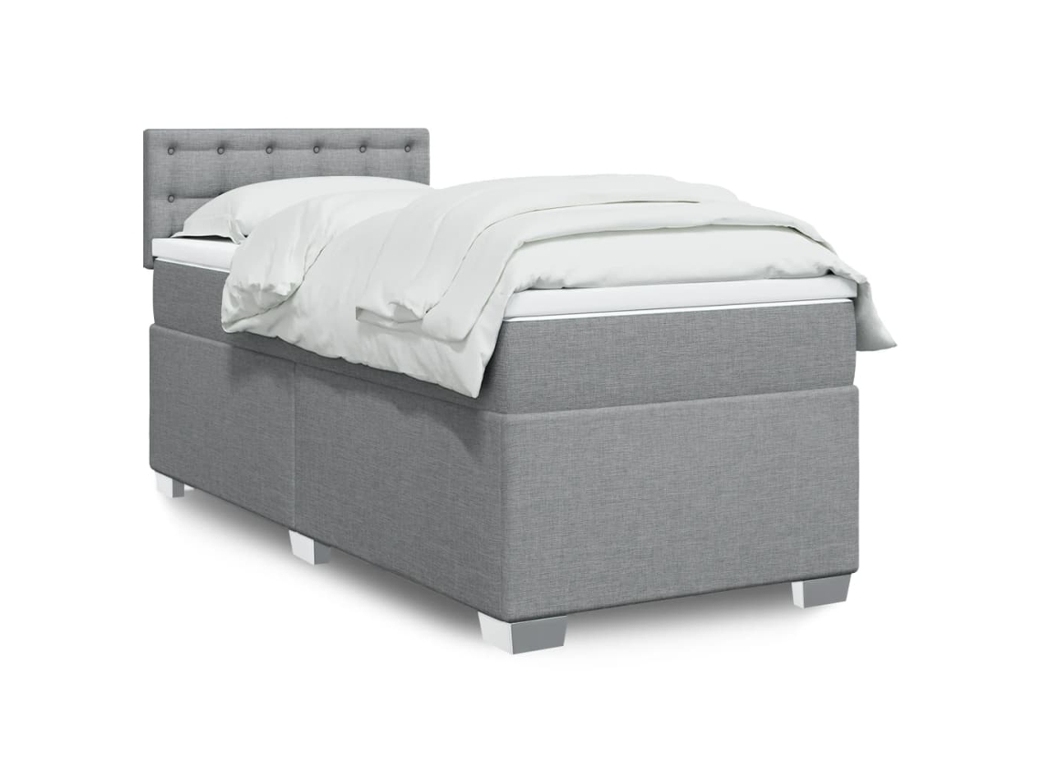 Cama com molas/colchão 90x200 cm tecido cinza-claro