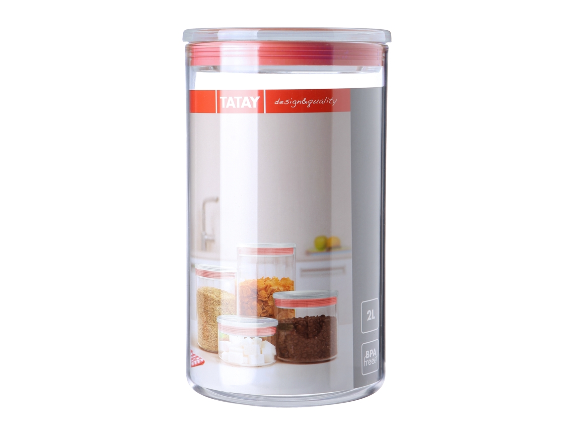Recipiente de Cozinha Redondo com Selo de Pressão Hermético TATAY (Vermelho -2L)