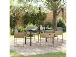 Vidaxl Conjunto De Jantar Para Jardim 5 Unid. Bege Vime Pe