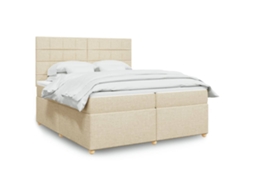 Vidaxl Cama Com Molas/colchão 200x200 Cm Tecido Cor Creme
