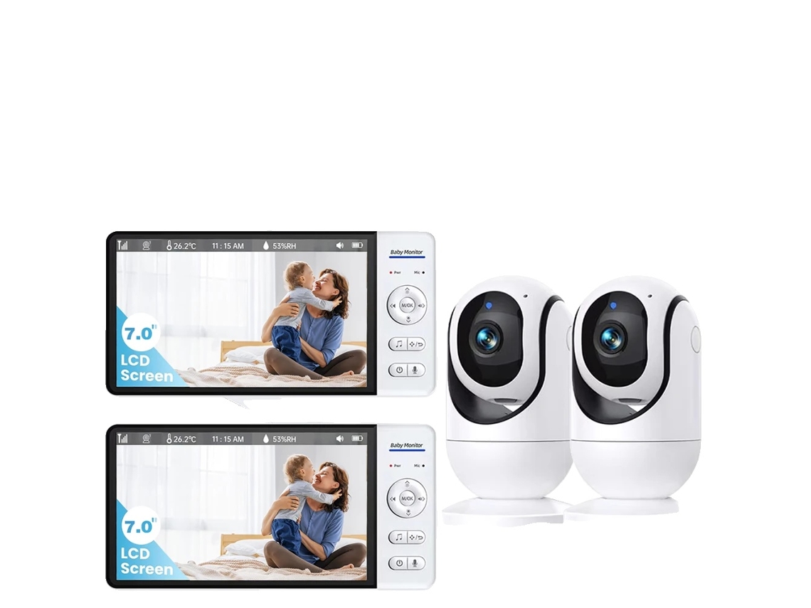 Câmera de Monitoramento para Bebê, Tela de 7 Polegadas, Ptz, Zoom AQUAFORGE