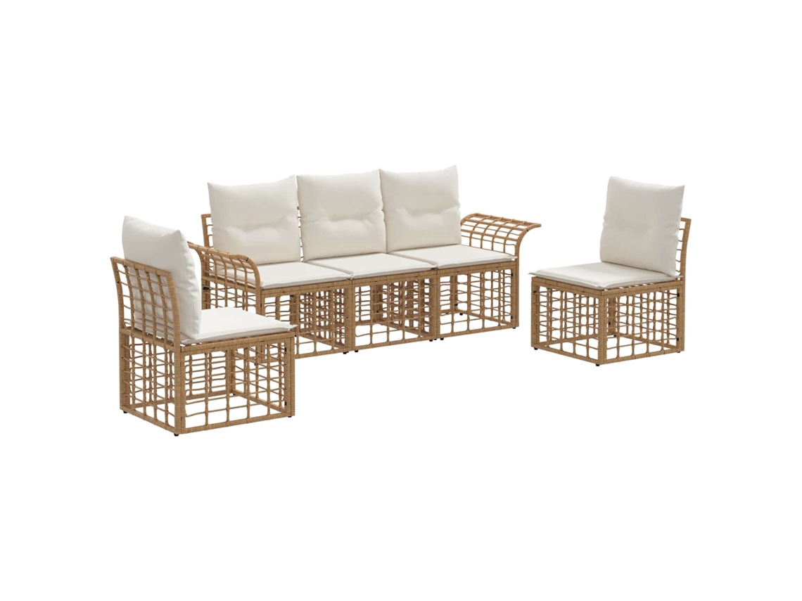 Maison Exclusive - Conjunto De Sofás Para Exterior 5 Unid. Natural E Branco Creme