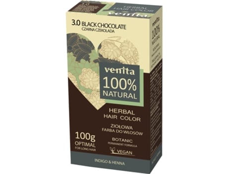 Coloração Herbal 100 Natural 3.0 Chocolate Preto, 100g Venita