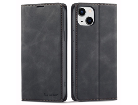 Capa Quedas Para Iphone 14 Forwenw Pele Sintética Preto