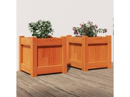 Vidaxl Vasos/floreiras De Jardim 2 Pcs Pinho Maciço Castanho Cera