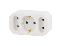 Soquete Múltiplo EMOS Schuko 2 × Retangular + 1 × Redondo Branco