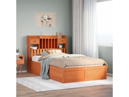 Vidaxl Cama Sem Colchão 135x190 Cm Madeira Pinho Maciça Castanho-mel