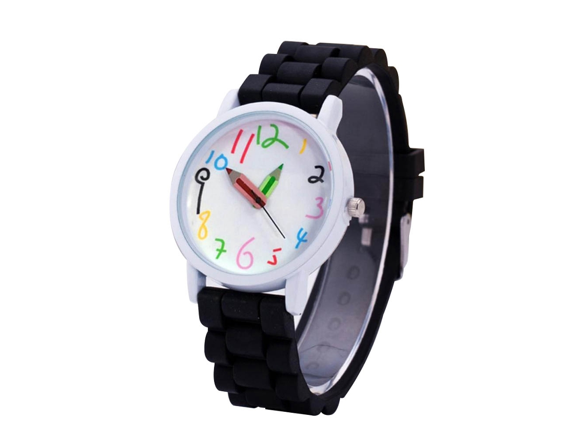 Lindo relógio de pulso simples e elegante em verniz branco (preto)
