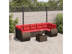 Vidaxl Conjunto De Sofá De Jardim Com 8 Peças E Almofadas Em Rattan Sintético Marrom
