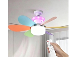 Ventilador De Teto 40w Com Luz E Controle Remoto, 3 Velocidades, Rgb