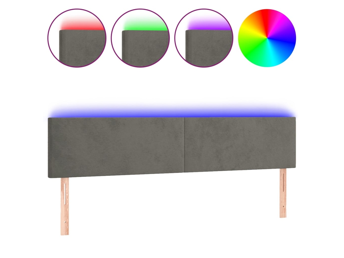 Led Headboard, Led Headboards Vidaxl Cinzeto Veludo (180 X 5 X 78/88 Cm)