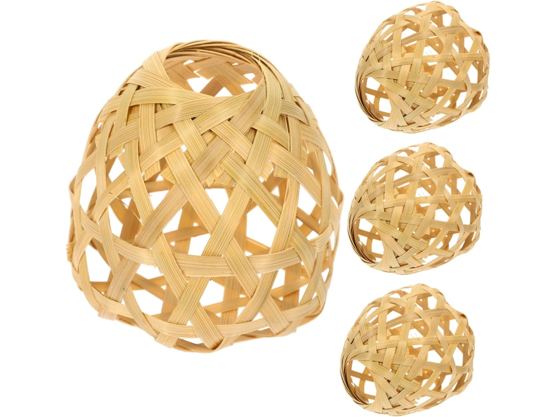 Conjunto de 4 Luminárias de Teto Rústicas de Bambu SFUSHOS