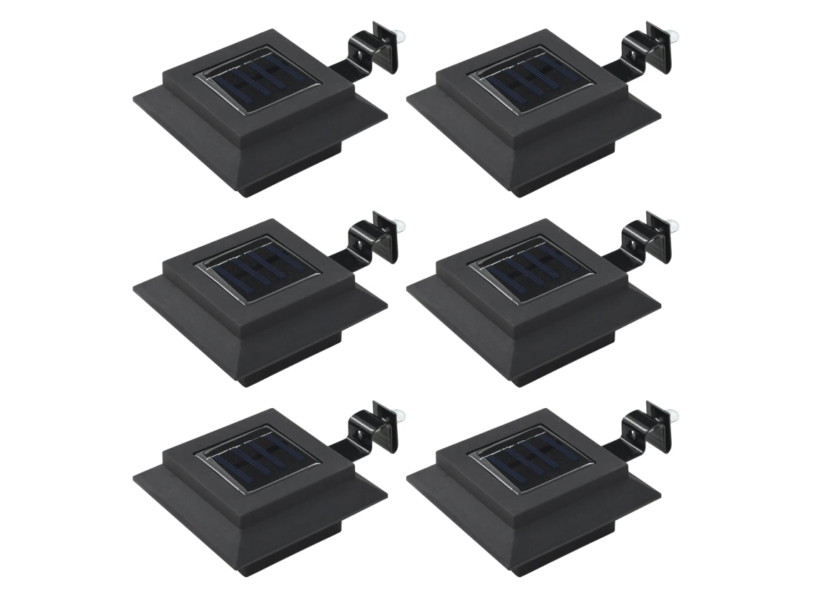 Vidaxl Candeeiro De Exterior Solar Led 6 Pcs Preto Quadrado 12 Cm