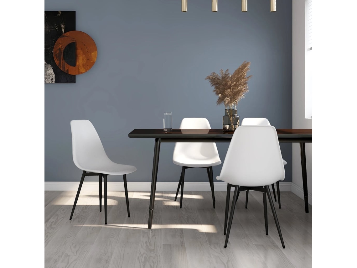 Vidaxl Cadeiras De Jantar 4 Pcs Pp Branco