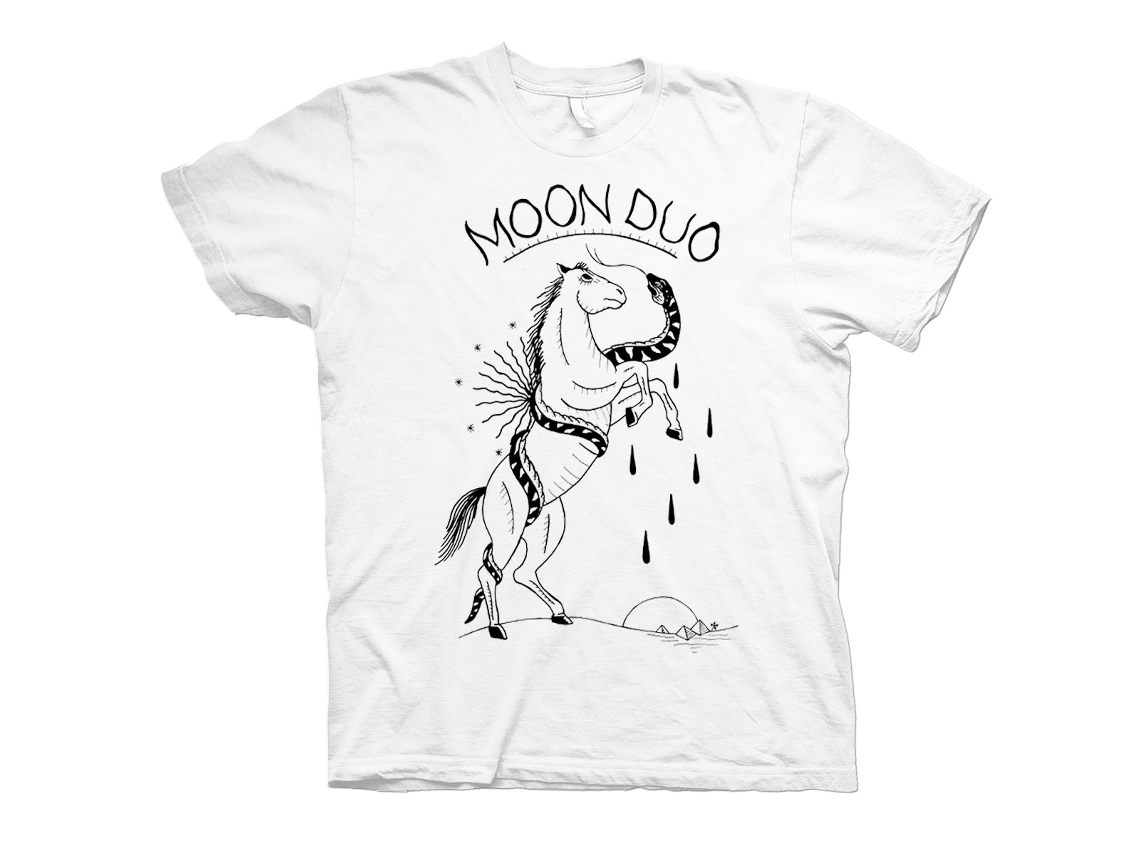 Moon Duo Horse Snake White T shirt ROCKINSTONE Unisex Adults Best Sellers Size:s